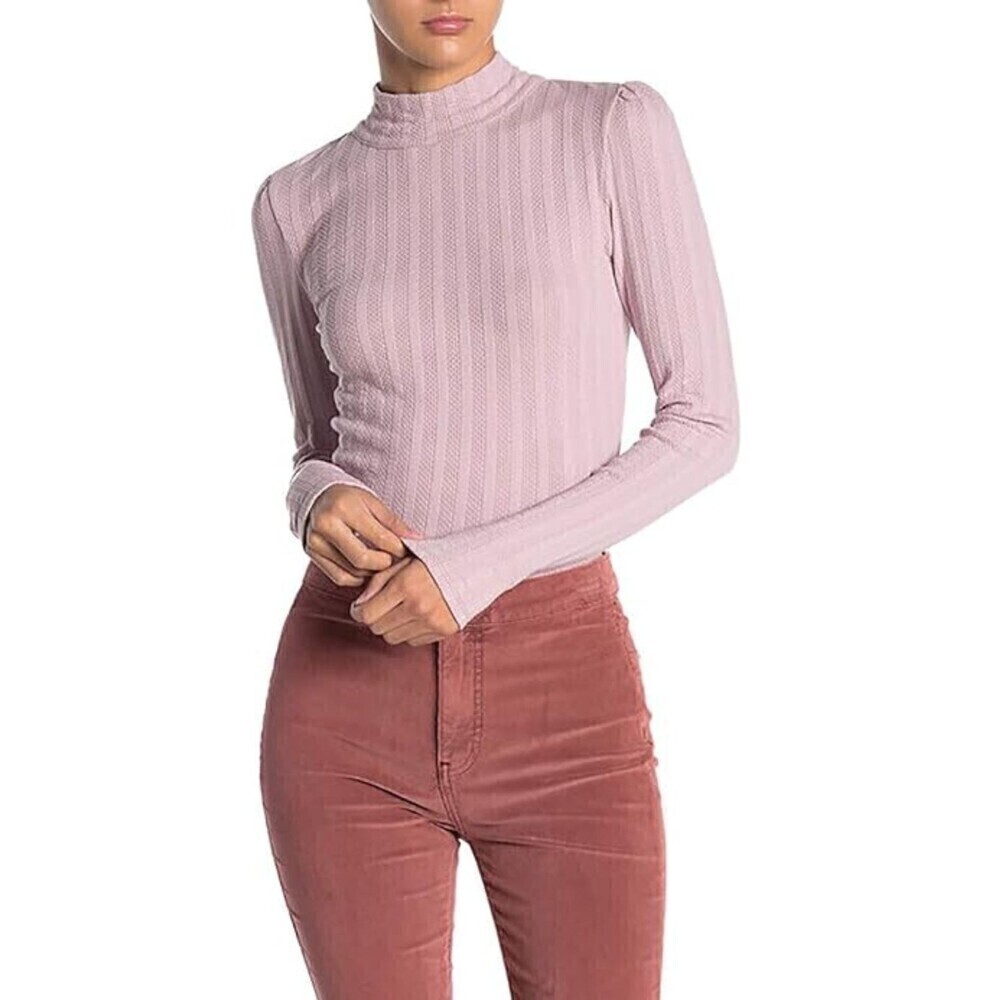 Free People Party In The Back Barely Lilac Open Tie Back Purple T-Shirt Top Smal